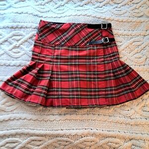 Highland Redstone Womens Tartan Billie Skirt Royal Stewart Sz 8 Run SM Red Plaid